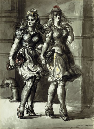 Dwie spacerujące młode kobiety autorstwa Reginald Marsh