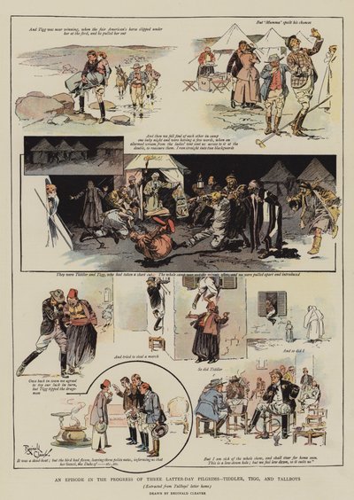 Epizod z życia trzech pielgrzymów dnia ostatniego, Tiddlera, Tigga i Tallboysa (chromolitho) autorstwa Reginald Thomas Cleaver