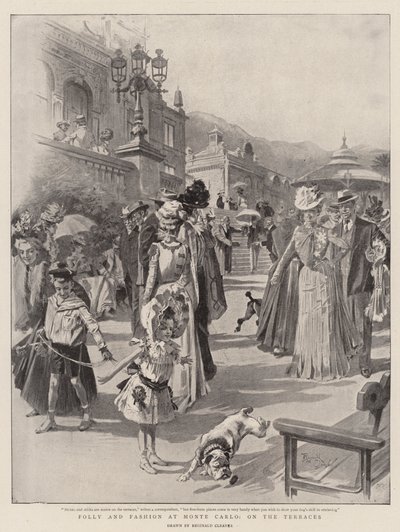 Szaleństwo i moda w Monte Carlo, na tarasach (litografia) autorstwa Reginald Thomas Cleaver