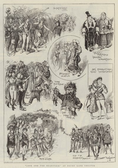 "Jaś i łodyga fasoli" w Drury Lane Theatre (rycina) autorstwa Reginald Thomas Cleaver