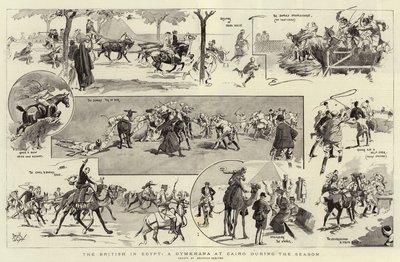 Brytyjczycy w Egipcie, Gymkhana w Kairze podczas sezonu (litografia) autorstwa Reginald Thomas Cleaver