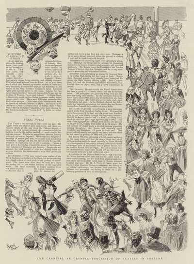 Karnawał w Olimpii, procesja łyżwiarzy w kostiumach (litografia) autorstwa Reginald Thomas Cleaver