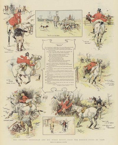 Cockney Sportsman i jego wynajęty wierzchowiec z punktu widzenia konia (chromolitografia) autorstwa Reginald Thomas Cleaver