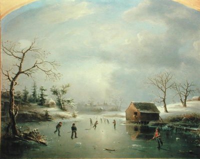 Staw łyżwiarski w Morristown, New Jersey (olej na płótnie) autorstwa Regis Francis Gignoux