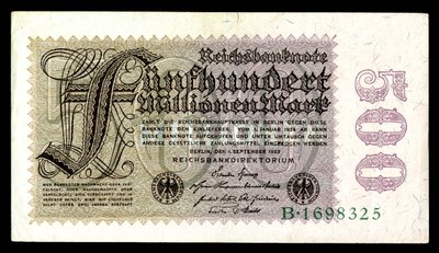 Papiermark Republiki Weimarskiej, era hiperinflacji po I wojnie światowej (1921-24) autorstwa Reichsbankdirektorium Berlin