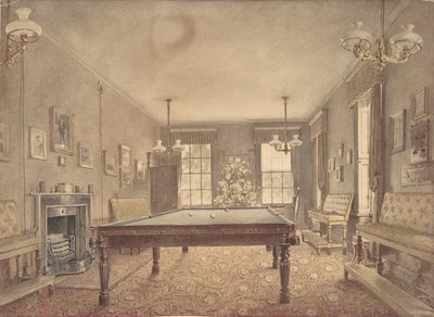 Wnętrze sali bilardowej w Lupton House, Devonshire, proj. George..., 1838. autorstwa Reid Turner