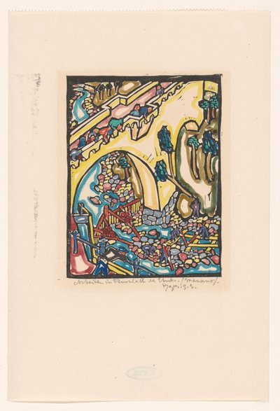Praca w korycie rzeki Adige (oryginalny tytuł na obiekcie) autorstwa Reijer Stolk (signed by artist)