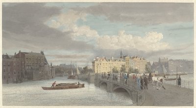 Widok na Halvemaansbrug w pobliżu Amstel w Amsterdamie autorstwa Reinier Craeyvanger