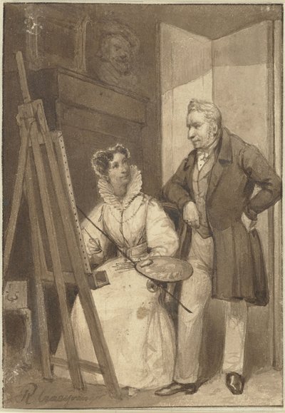 Portret Wilhelminy Fryderyki Zofii Pruskiej, księżnej Oranje-Nassau, z mężem królem Wilhelmem I autorstwa Reinier Craeyvanger