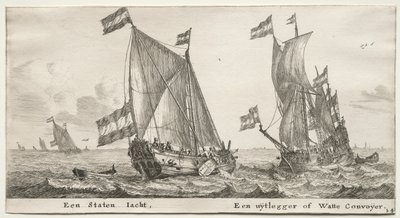 Statki Amsterdamu: Holenderski Jacht Admiralicji. Statek Strażniczy. autorstwa Reinier Nooms