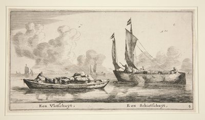 Dwie łodzie (A Vlotschuyt, A Schietschuyt) autorstwa Reinier Nooms