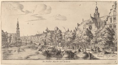 Noordenmarkt z Noorden Kerk (The Noorder Marckt with the Kerck) autorstwa Reinier Nooms, called Zeeman