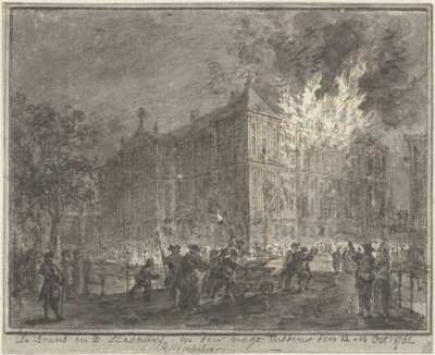 Pożar w ratuszu w Amsterdamie, 1762 autorstwa Reinier Vinkeles (I)