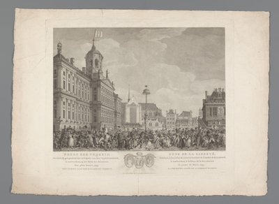 Święto Wolności na placu Dam w Amsterdamie, 4 marca 1795 r. Święto Wolności obchodzone z okazji inauguracji Drzewa Wolności w Amsterdamie, na Placu Rewolucji, 4 marca 1795 r. Pierwszy Rok Wolności Batawów / Fête de la L autorstwa Reinier Vinkeles (I)