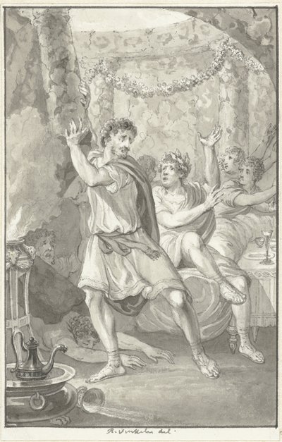 Lucius Aemilius Sejanus redt het leven van Tiberius autorstwa Reinier Vinkeles (I)