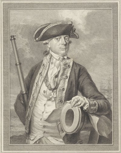 Admirał Jan Hendrik van Kinsbergen 1735-1819, hrabia Dogger Bank, 1781 autorstwa Reinier Vinkeles
