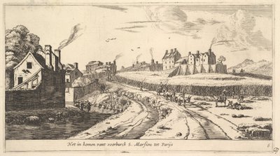 Wejście na przedmieście Saint Marceau pod Paryżem, XVII wiek. autorstwa Reinier Zeeman