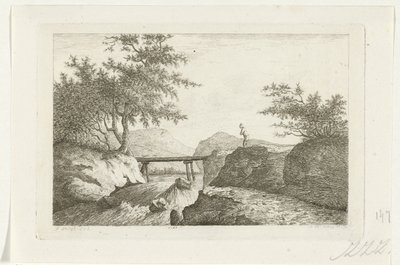 Most przy wodospadzie autorstwa Reinierus Albertus Ludovicus baron van Isendoorn à Blois