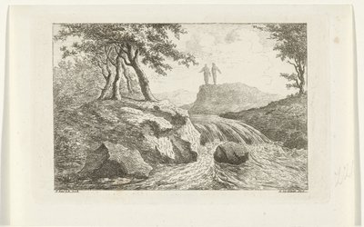Krajobraz z wodospadem autorstwa Reinierus Albertus Ludovicus baron van Isendoorn à Blois