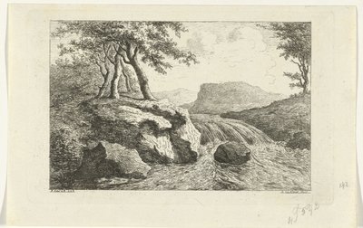 Krajobraz z wodospadem autorstwa Reinierus Albertus Ludovicus baron van Isendoorn à Blois