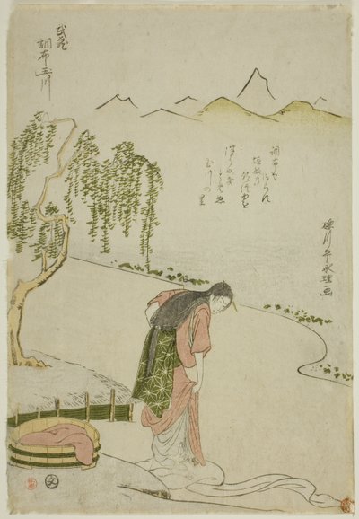 Rzeka Chofu Jewel w prowincji Musashi (Musashi Chofu no Tamagawa), z serii bez tytułu Six Jewel Rivers autorstwa Chōkyōsai Eiri