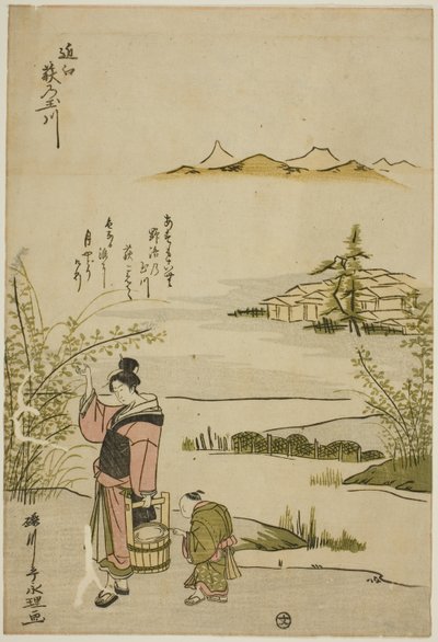 The Jewel River of Bush Clovers w prowincji Omi (Omi Hagi no Tamagawa), z serii bez tytułu Six Jewel Rivers autorstwa Chōkyōsai Eiri