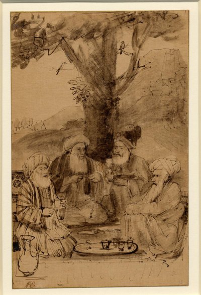 Czterech mułłów siedzących pod drzewem, Rembrandt, ok. 1656-61 autorstwa Rembrandt