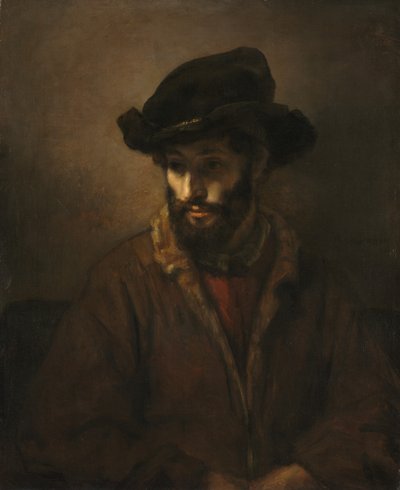 Brodaty mężczyzna w kapeluszu, c. 1655-1660 (olej na płótnie) autorstwa Rembrandt Harmensz. van Rijn