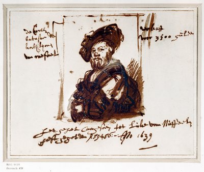 Baldassare Castiglione, autor "Il Cortegiano", książki o idealnym dworzaninie (rysunek) autorstwa Rembrandt Harmensz. van Rijn