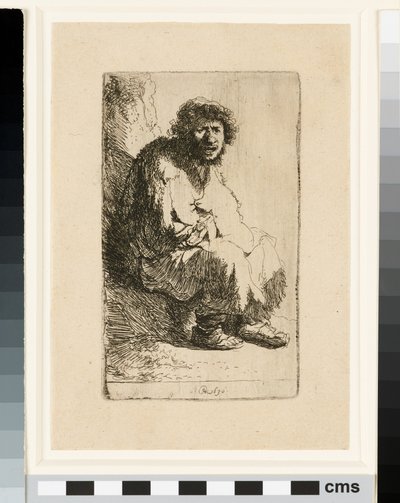 Żebrak siedzący na brzegu autorstwa Rembrandt van Rijn