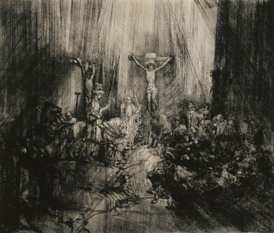 Chrystus ukrzyżowany między dwoma złodziejami – „Trzy krzyże”, ok. 1653-1661 autorstwa Rembrandt van Rijn