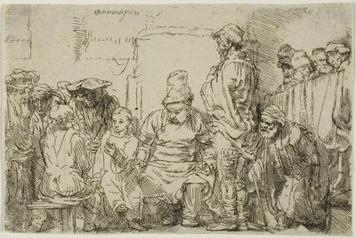 Zasiadający Chrystus dyskutujący z lekarzami autorstwa Rembrandt Harmensz. van Rijn
