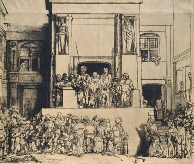 Chrystus przedstawiony ludowi: talerz podłużny autorstwa Rembrandt van Rijn