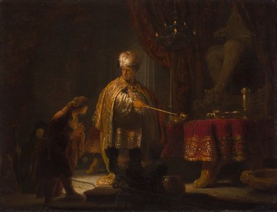Daniel i Cyrus przed Idol Bel autorstwa Rembrandt Harmensz. van Rijn