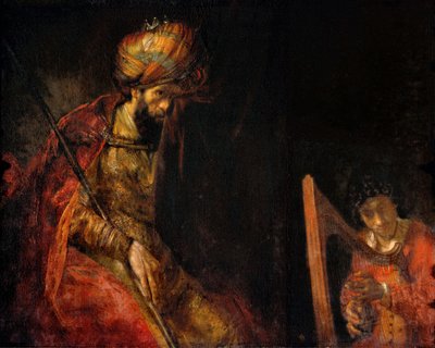 Dawid grający na harfie przed Saulem (olej na płótnie) autorstwa Rembrandt Harmensz. van Rijn