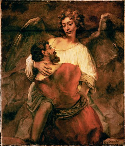 Jakub walczy z aniołem (obraz na płótnie) autorstwa Rembrandt Harmensz. van Rijn