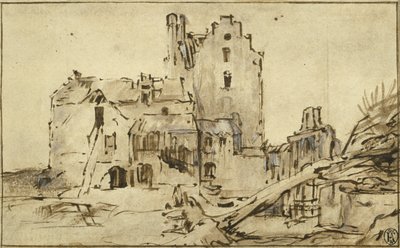 Zamek Kostverloren w rozpadzie, 1652-57 autorstwa Rembrandt van Rijn