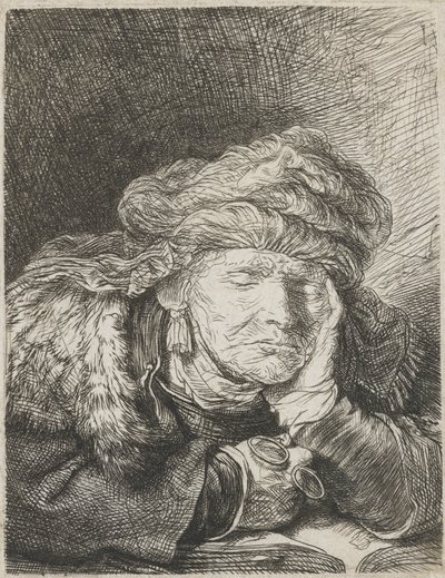Stara kobieta śpi autorstwa Rembrandt van Rijn