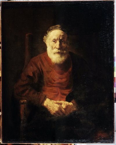 Portret starca w czerwieni. Obraz Harmenszoon van Rijn znany jako Rembrandt (1606-1669) autorstwa Rembrandt Harmensz. van Rijn