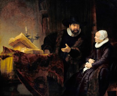 „„Portret menonickiego kaznodziei Corneliusa Claesza Anslo i jego żony Aaltje Gerritsdr Shouten” (Le predicateur mennonite Cornelius Claesz Anslo et son epouse Aaltje Gerritsdr Shouten) Peinture de Rembrandt Harmenszoon van Rijn (1606-1669) 1641 Dim 176 autorstwa Rembrandt Harmensz. van Rijn