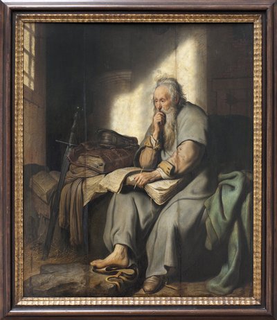 Święty Paweł w więzieniu. Obraz Rembrandta Harmensza van Rijna (1606-1669), olej na drewnie autorstwa Rembrandt van Rijn