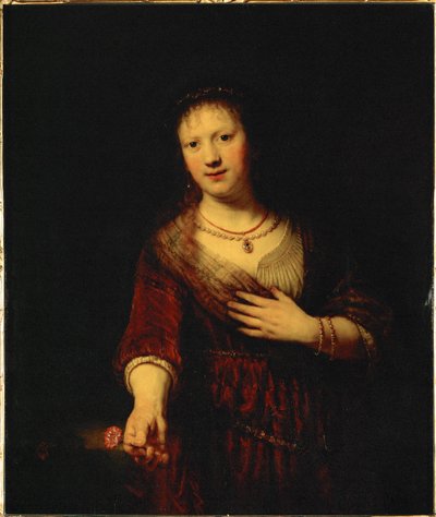 Saskia z czerwonym kwiatem (obraz) autorstwa Rembrandt Harmensz. van Rijn