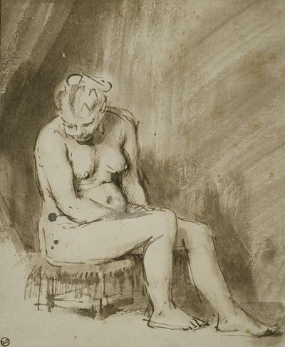Siedząca kobieta nago autorstwa Rembrandt van Rijn