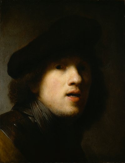 Autoportret, ok. 1629 r. (olej na drewnie) autorstwa Rembrandt Harmensz. van Rijn
