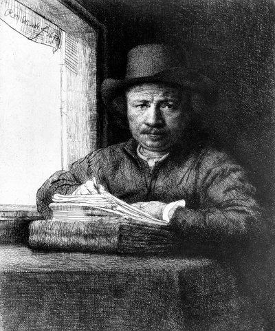Autoportret podczas rysowania autorstwa Rembrandt van Rijn
