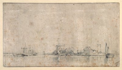 Amstel w Omval, c.1650-53 (pióro i atrament z praniem na papierze) autorstwa Rembrandt Harmensz. van Rijn