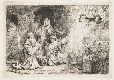 Anioł odchodzący z rodziny Tobiasza autorstwa Rembrandt van Rijn