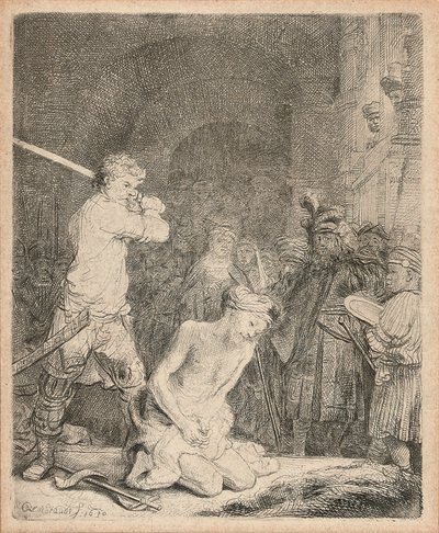 Ścięcie Jana Chrzciciela, 1640 autorstwa Rembrandt van Rijn