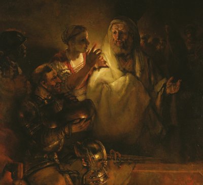 Odmowa św. Piotra autorstwa Rembrandt van Rijn