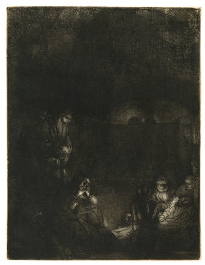 Złożenie do grobu, ok. 1654 r. (akwaforta suchą igłą i rylcem) autorstwa Rembrandt Harmensz. van Rijn